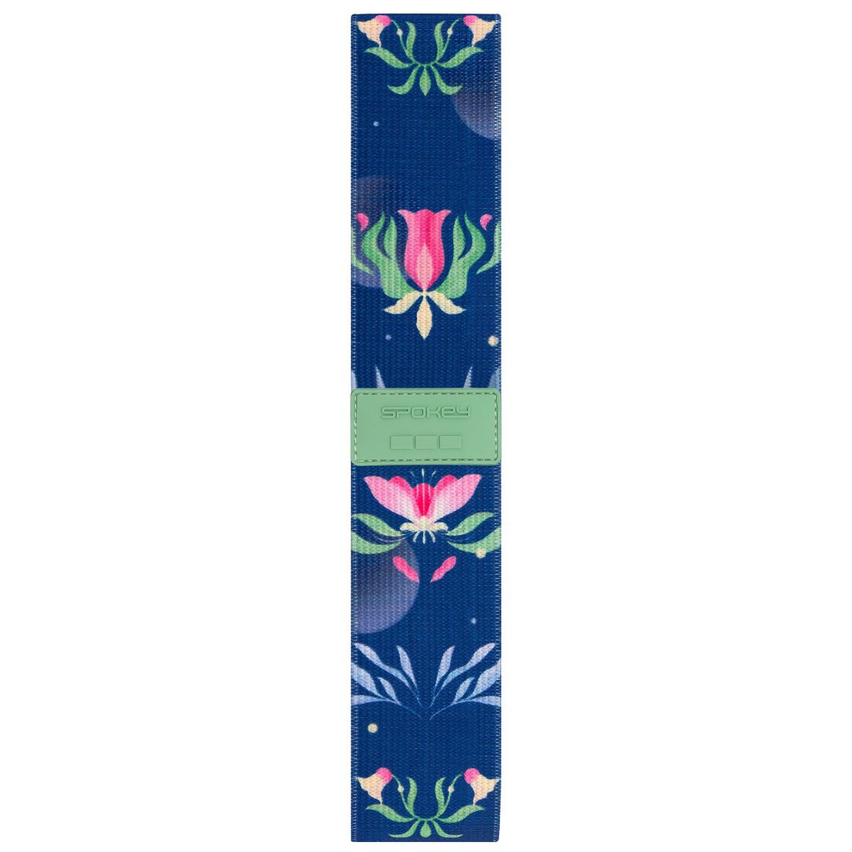 Weerstandsband - Elastische band - Drie weerstandsniveaus (20 / 25 / 30 kg) - 32x5 cm - Blauw met bloemenpatroon - Spokey THE BLOOM Weerstandsband - Elastische band - Drie weerstandsniveaus (20 / 25 / 30 kg) - 32x5 cm - Blauw met bloemenpatroon - Spokey THE BLOOM