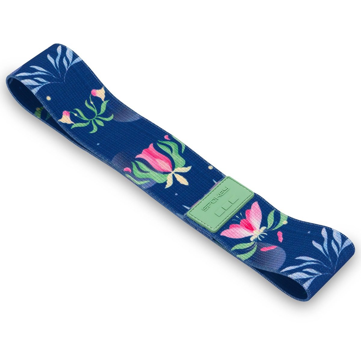 Weerstandsband - Elastische band - Drie weerstandsniveaus (20 / 25 / 30 kg) - 32x5 cm - Blauw met bloemenpatroon - Spokey THE BLOOM Weerstandsband - Elastische band - Drie weerstandsniveaus (20 / 25 / 30 kg) - 32x5 cm - Blauw met bloemenpatroon - Spokey THE BLOOM