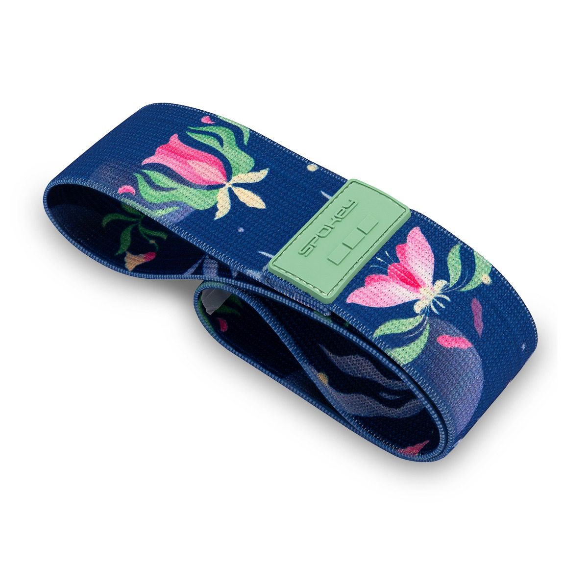 Weerstandsband - Elastische band - Drie weerstandsniveaus (20 / 25 / 30 kg) - 32x5 cm - Blauw met bloemenpatroon - Spokey THE BLOOM Weerstandsband - Elastische band - Drie weerstandsniveaus (20 / 25 / 30 kg) - 32x5 cm - Blauw met bloemenpatroon - Spokey THE BLOOM