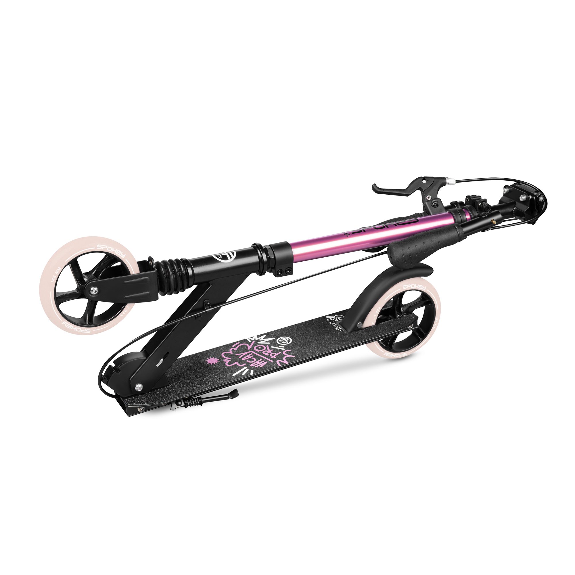 Step voor meisjes - Zwart / Roze - 145mm wielen - Opvouwbaar - Spokey VACAY PRO Step voor meisjes - Zwart / Roze - 145mm wielen - Opvouwbaar - Spokey VACAY PRO