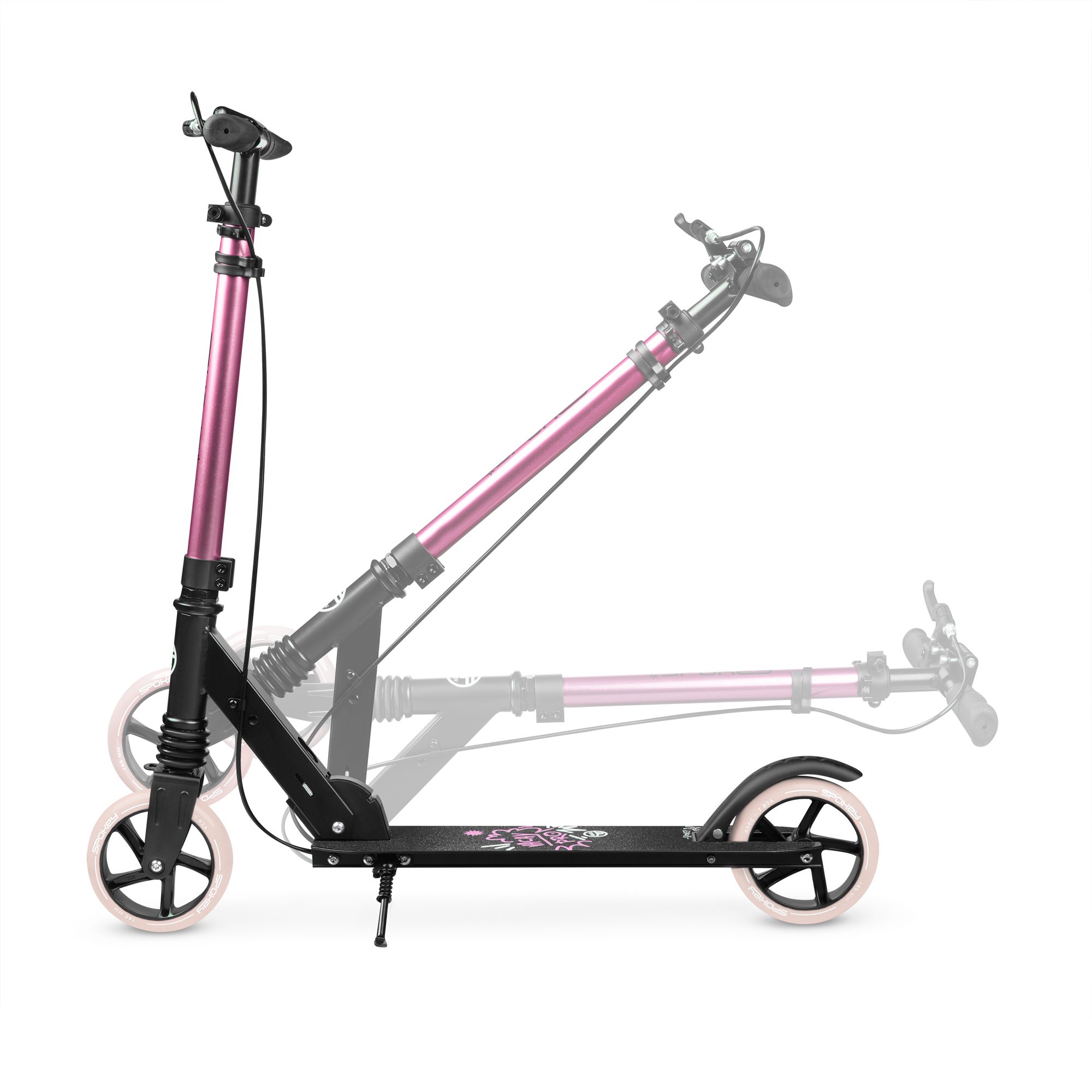 Step voor meisjes - Zwart / Roze - 145mm wielen - Opvouwbaar - Spokey VACAY PRO Step voor meisjes - Zwart / Roze - 145mm wielen - Opvouwbaar - Spokey VACAY PRO