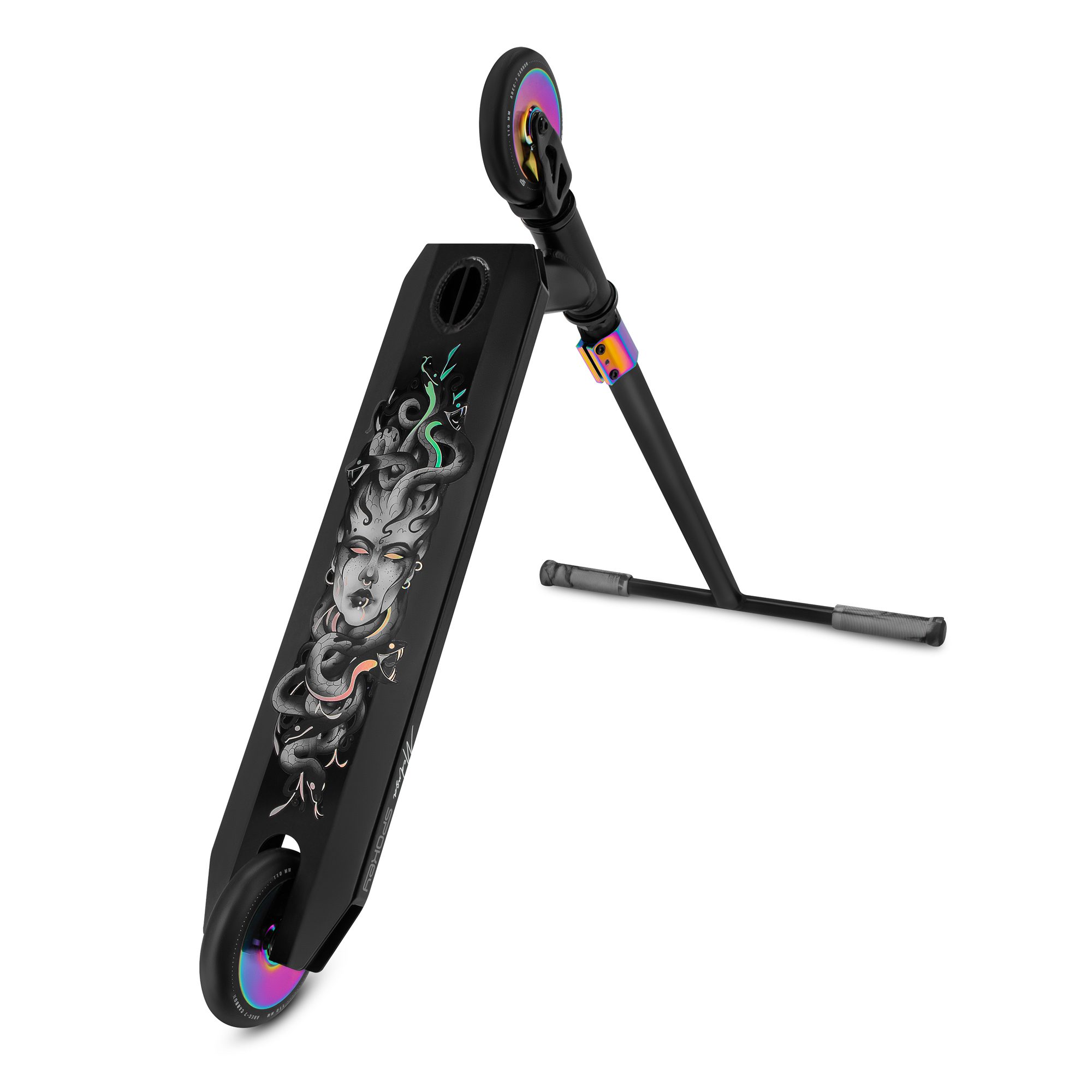 Stuntstep - Zwart met hologram - ABEC-7 - 110 mm / 82A - 87 cm - Spokey MEDUSA Stuntstep - Zwart met hologram - ABEC-7 - 110 mm / 82A - 87 cm - Spokey MEDUSA