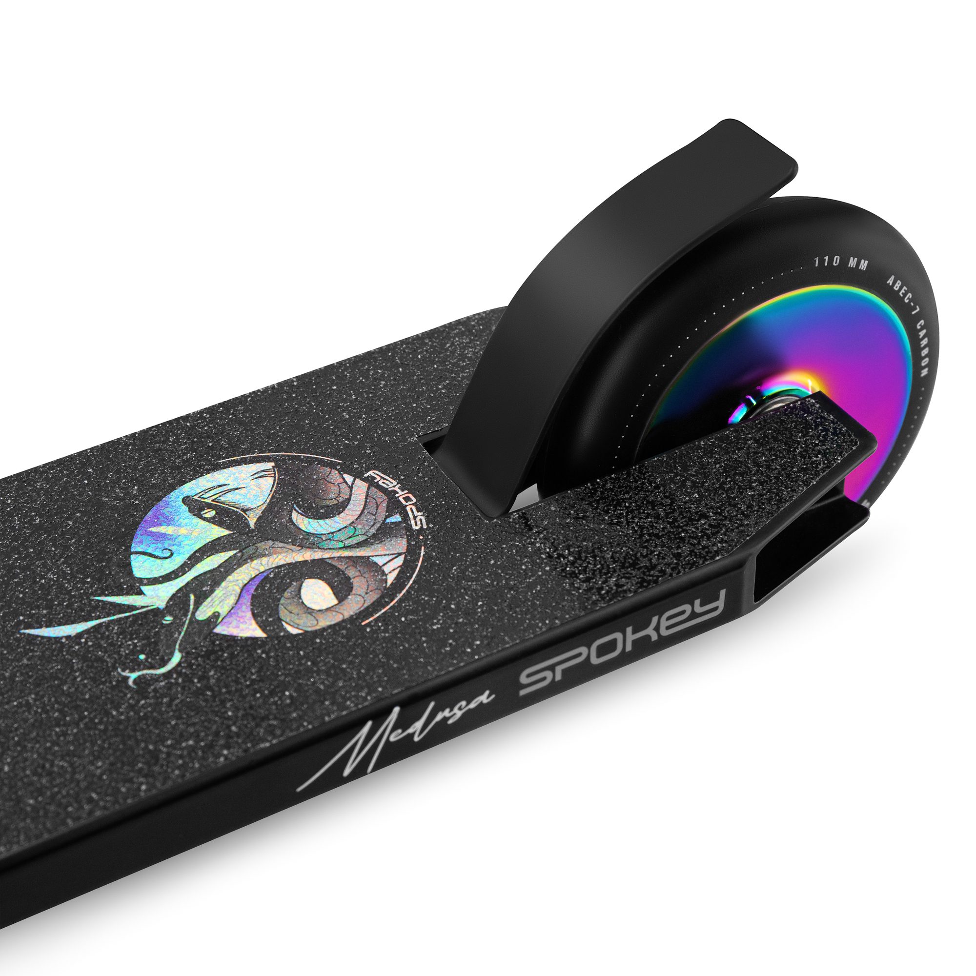 Stuntstep - Zwart met hologram - ABEC-7 - 110 mm / 82A - 87 cm - Spokey MEDUSA Stuntstep - Zwart met hologram - ABEC-7 - 110 mm / 82A - 87 cm - Spokey MEDUSA
