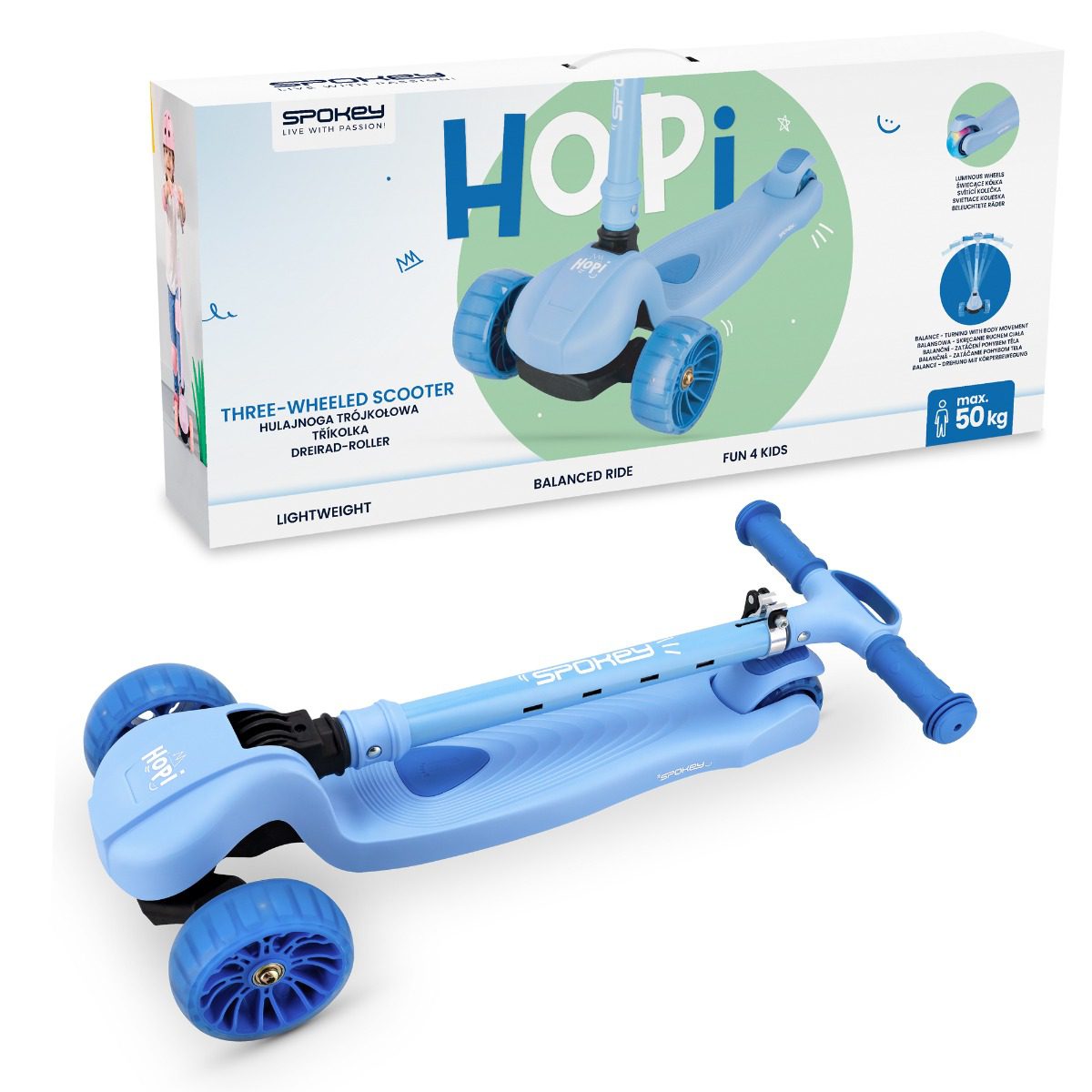 Kinderstep - 3 wielen - Opvouwbaar - Spokey Hopi (blauw) Kinderstep - 3 wielen - Opvouwbaar - Spokey Hopi (blauw)