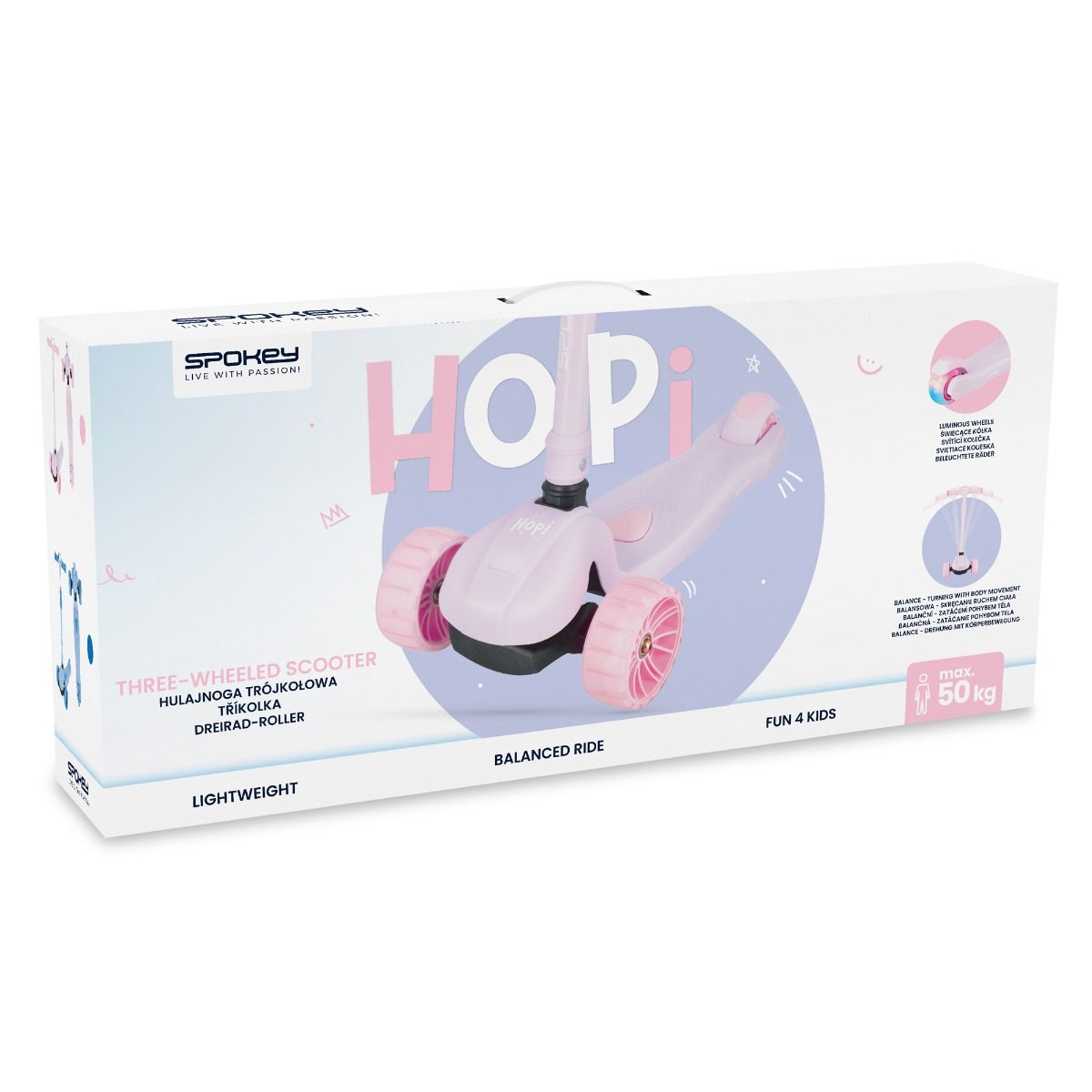 Drie-wiel balance scooter Spokey HOPI roze verstelbaar 58x29 cm Drie-wiel balance scooter Spokey HOPI roze verstelbaar 58x29 cm