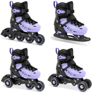 Verstelbare skates - 4 in 1 - zwart / paars - maat 29-33