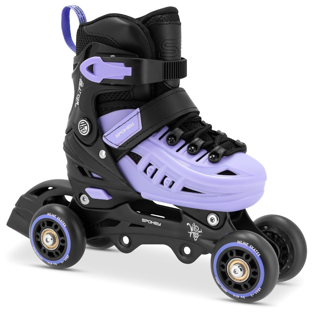 Verstelbare skates - 4 in 1 - zwart / paars - maat 29-33 Verstelbare skates - 4 in 1 - zwart / paars - maat 29-33