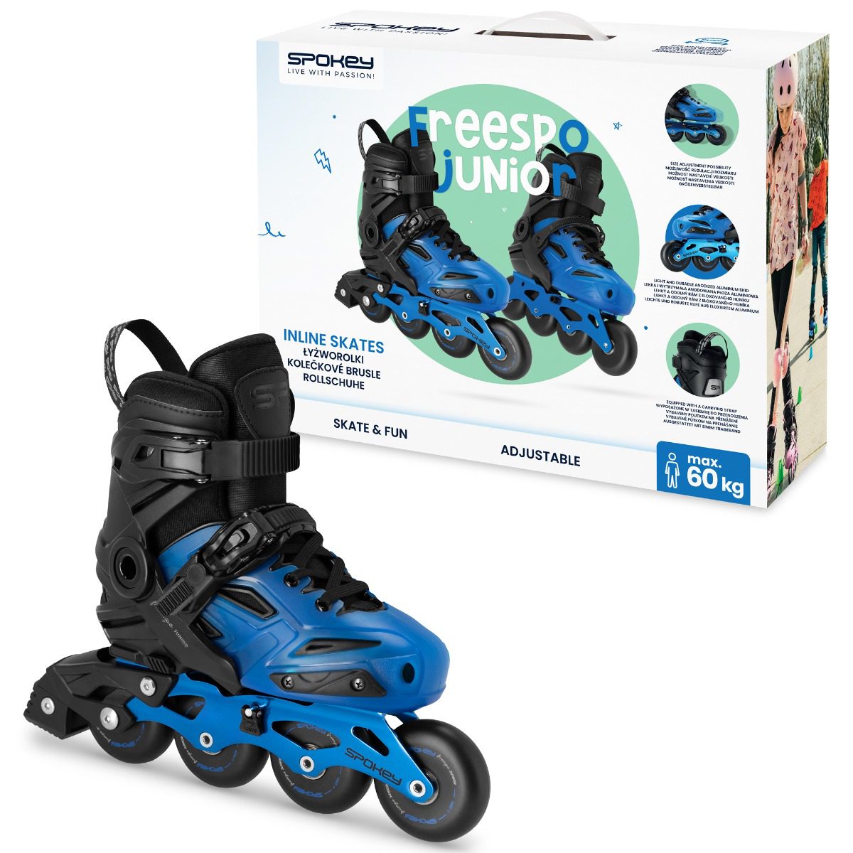 Verstelbare inline skates voor kinderen - zwart/blauw Verstelbare inline skates voor kinderen - zwart/blauw