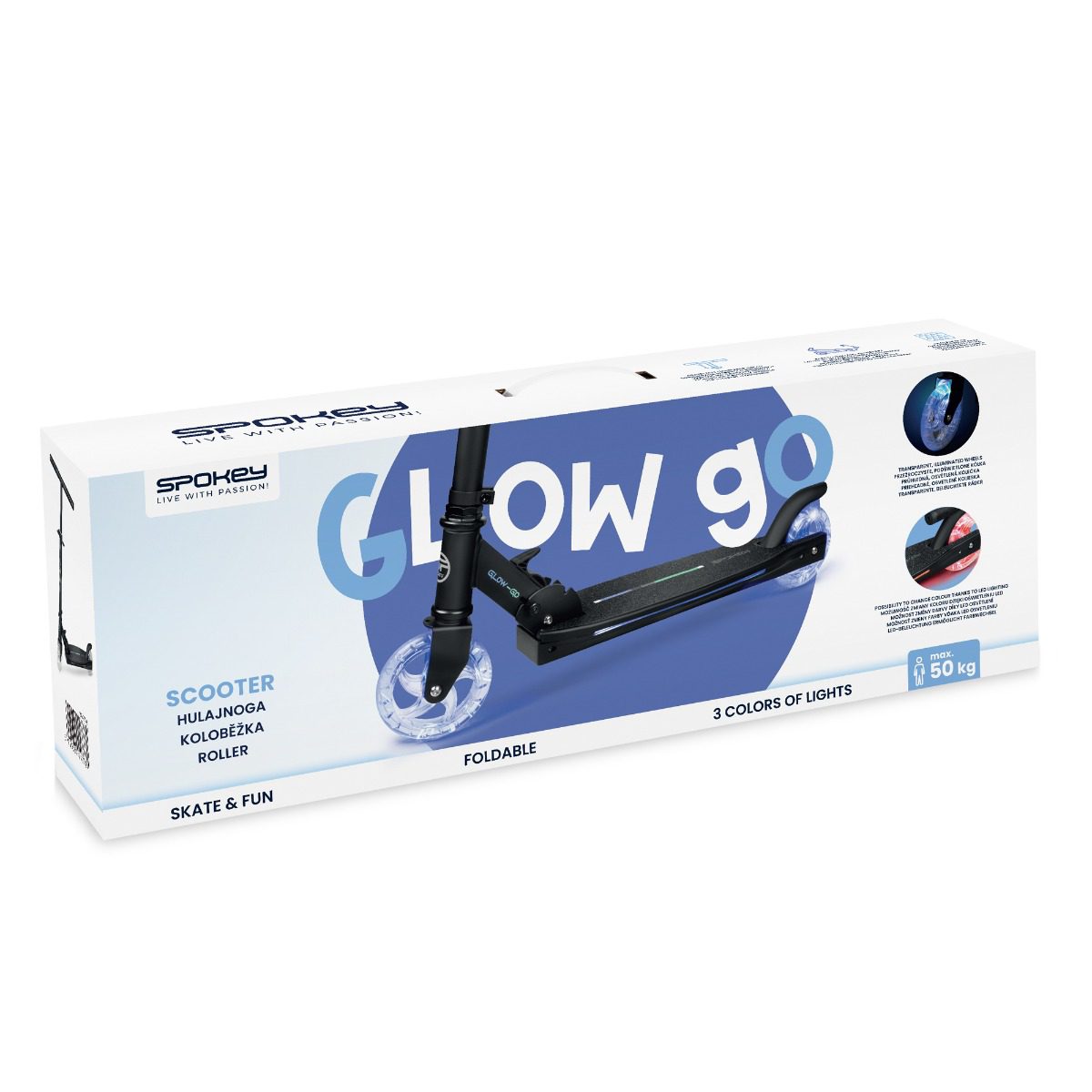 Opvouwbare Glow Go scooter met LED verlichting Opvouwbare Glow Go scooter met LED verlichting