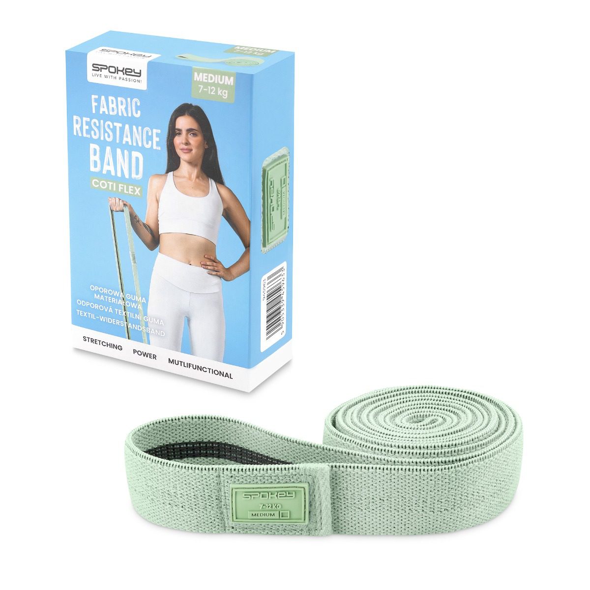 Weerstandsband 7 tot 12 kg – Pull up Resistance Band - Fitness Elastiek - Groen - Spokey Power Band Medium Weerstandsband 7 tot 12 kg – Pull up Resistance Band - Fitness Elastiek - Groen - Spokey Power Band Medium