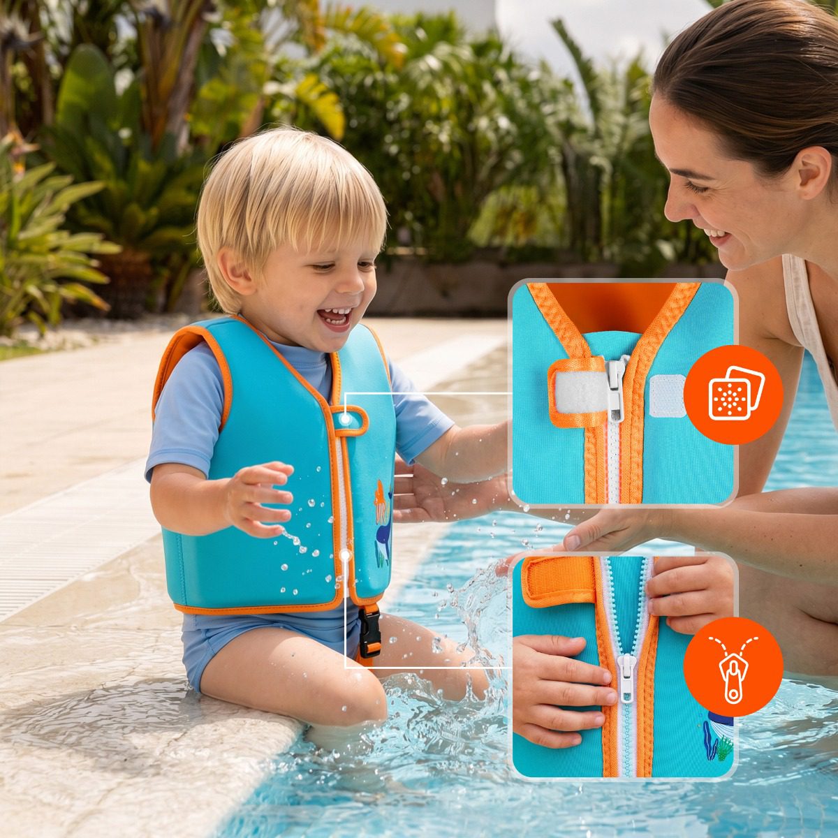 Neopreen zwemvest kinderen multicolor 3-6 jaar Neopreen zwemvest kinderen multicolor 3-6 jaar