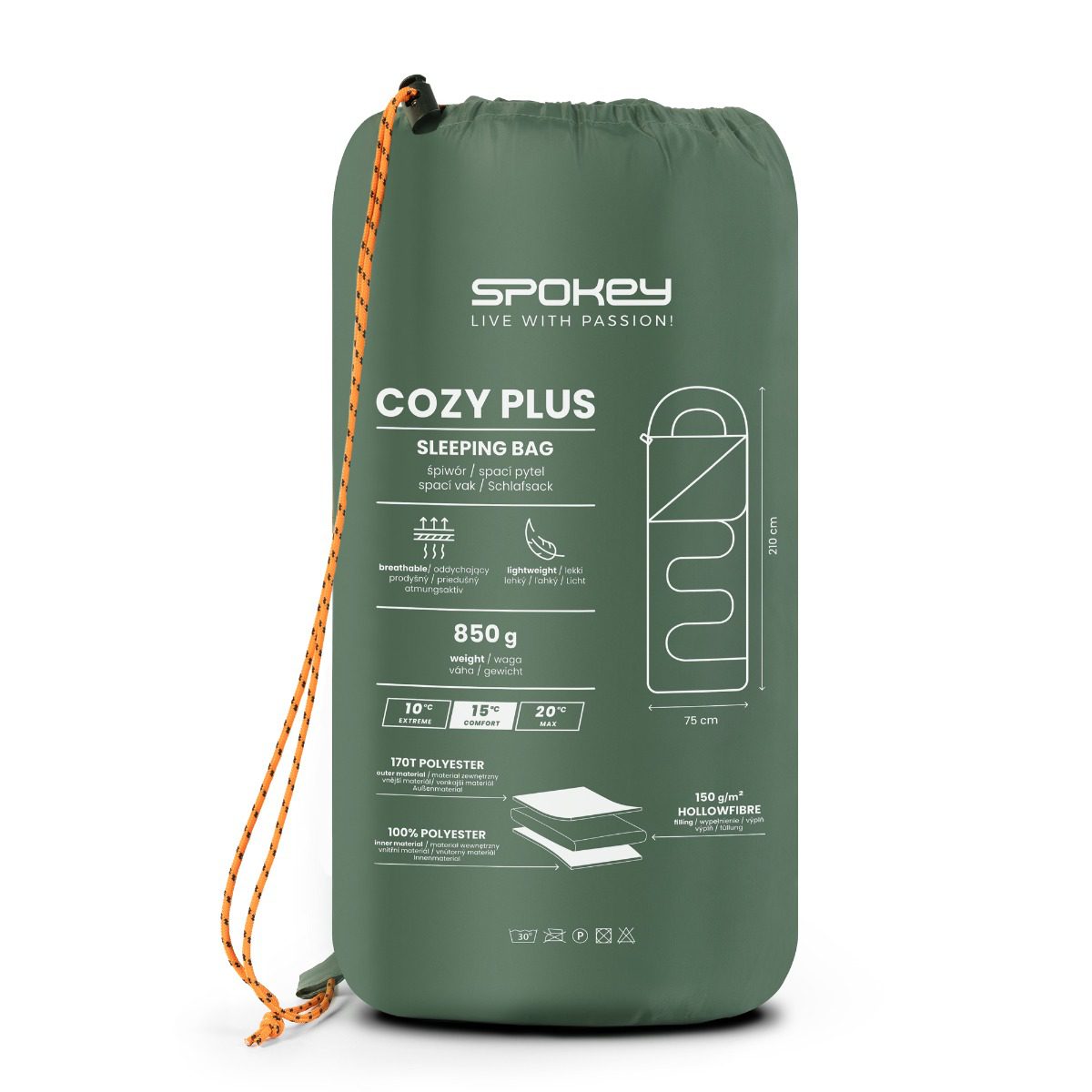 Spokey Cozy Plus slaapzak groen 210x75 cm Spokey Cozy Plus slaapzak groen 210x75 cm